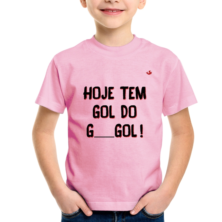 Camiseta Infantil Hoje tem gol do G ___ gol! - Rosa Bebê