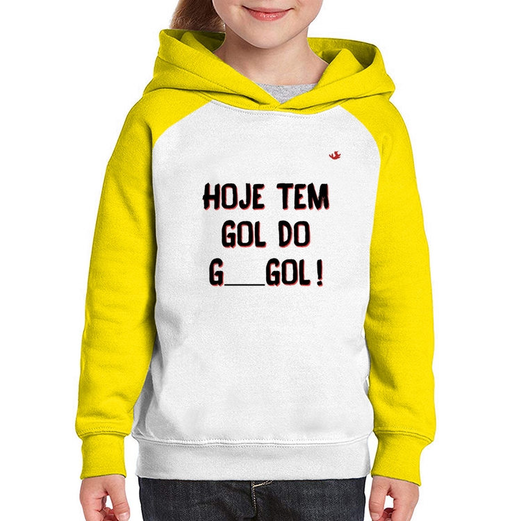 Moletom Infantil Hoje tem gol do G ___ gol! - Branco/Amarelo