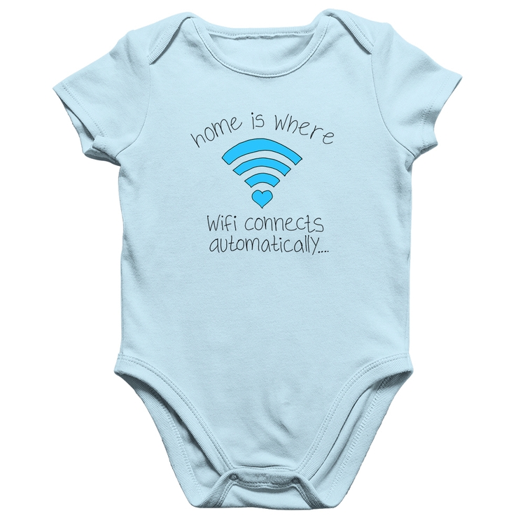 Body Bebê Algodão Home Is Where Wifi Connects Automatically - Azul Bebê