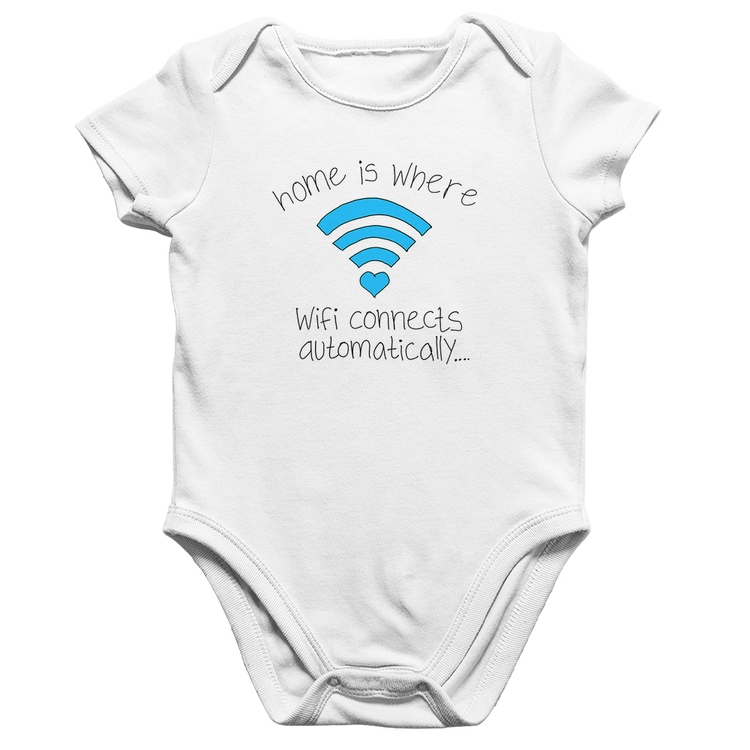 Body Bebê Algodão Home Is Where Wifi Connects Automatically - Branco