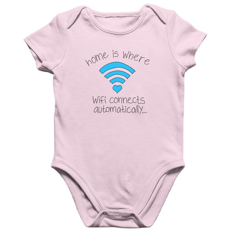 Body Bebê Algodão Home Is Where Wifi Connects Automatically - Rosa Bebê