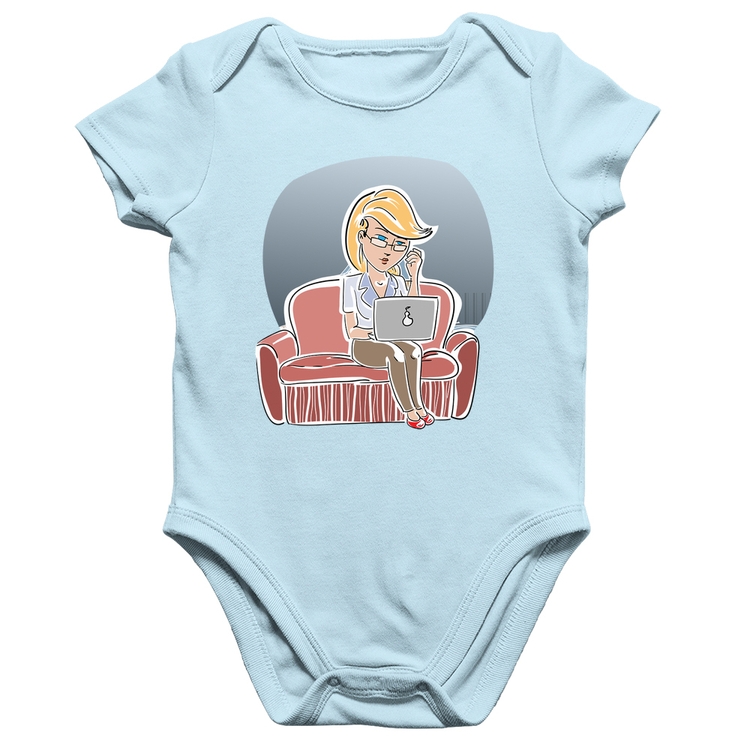 Body Bebê Algodão Home Office - Azul Bebê