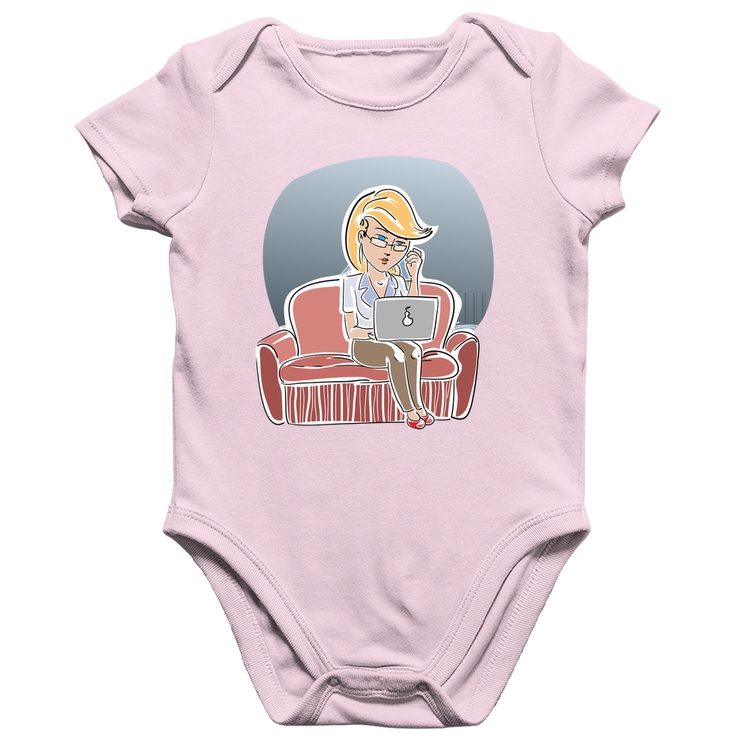 Body Bebê Algodão Home Office - Rosa Bebê