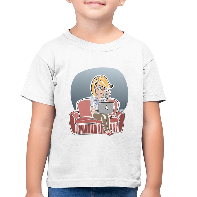 Camiseta Algodão Infantil Home Office - Branca