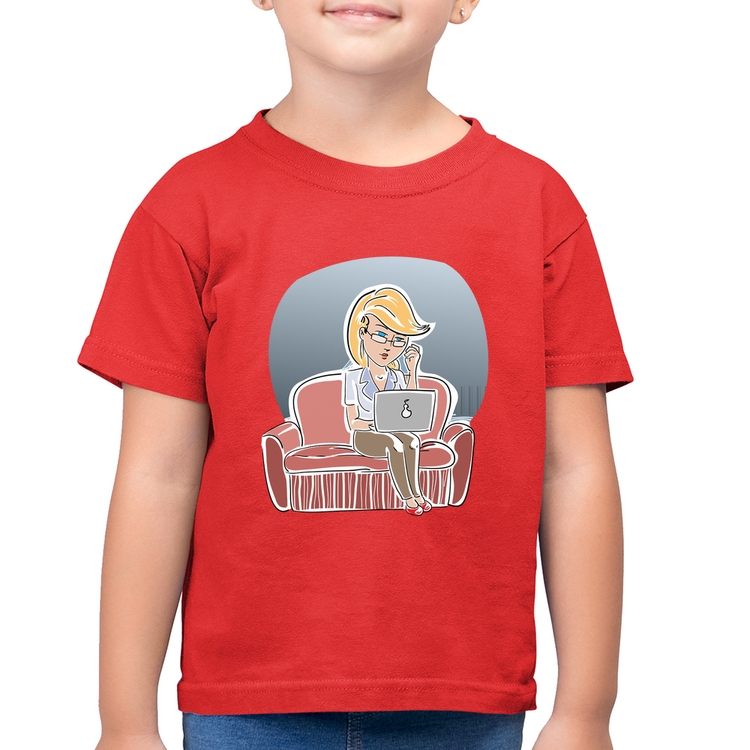 Camiseta Algodão Infantil Home Office - Vermelha