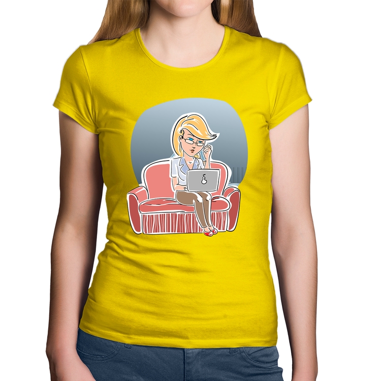 Baby Look Algodão Home Office - Amarela