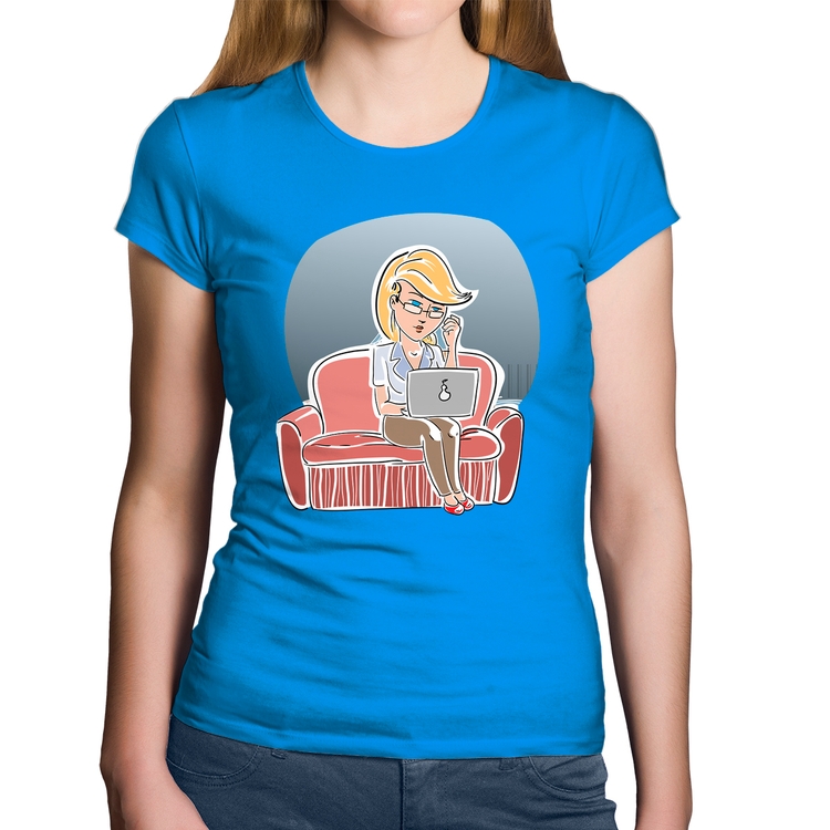 Baby Look Algodão Home Office - Azul