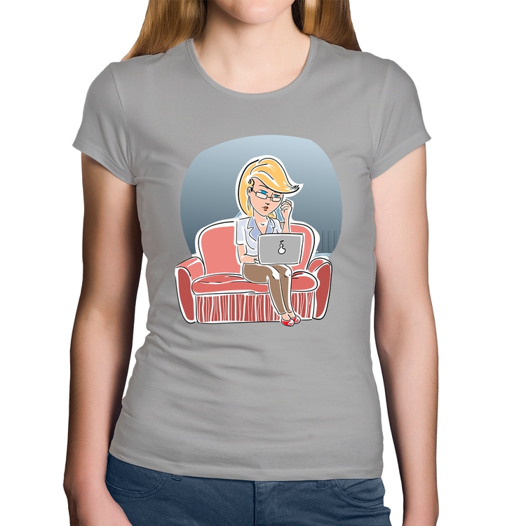 Baby Look Algodão Home Office - Cinza