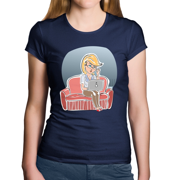 Baby Look Algodão Home Office - Marinho