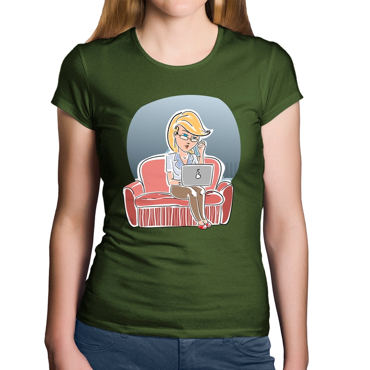 Baby Look Algodão Home Office - Musgo