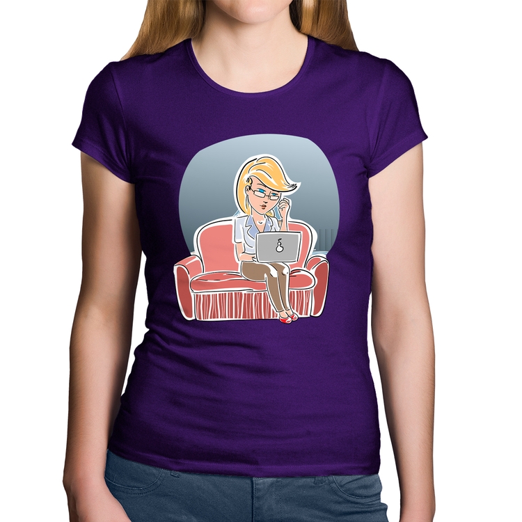 Baby Look Algodão Home Office - Roxa