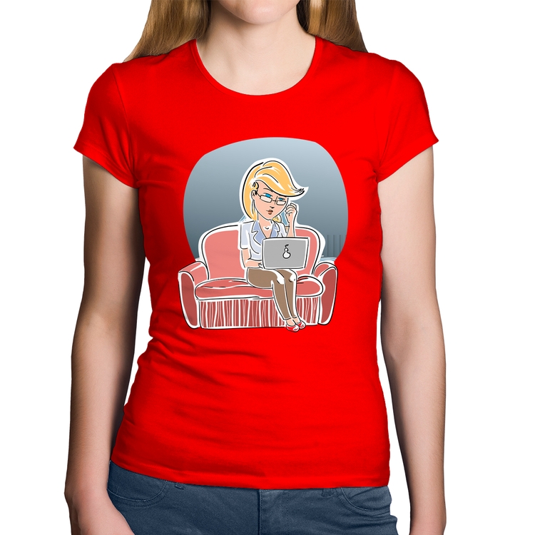 Baby Look Algodão Home Office - Vermelha