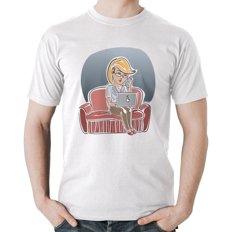 Camiseta Algodão Home Office - Branca