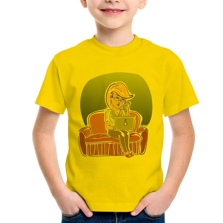 Camiseta Infantil Home Office - Amarela