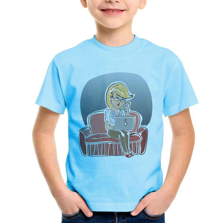 Camiseta Infantil Home Office - Azul Bebê