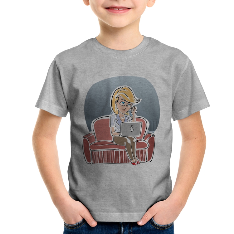 Camiseta Infantil Home Office - Cinza