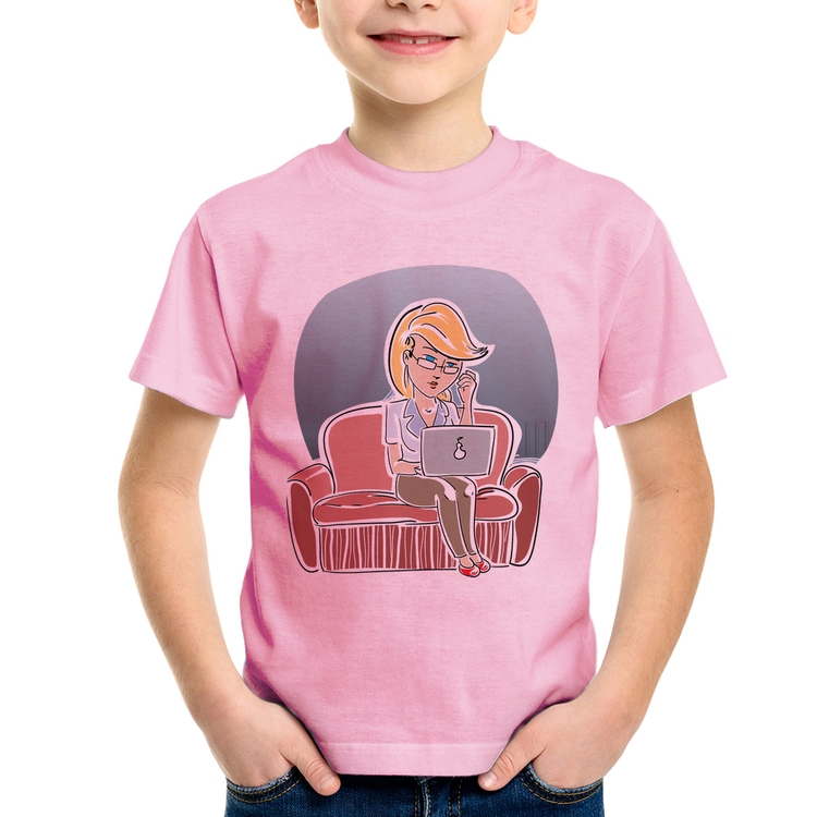 Camiseta Infantil Home Office - Rosa Bebê