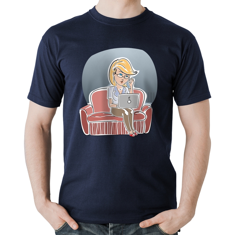 Camiseta Algodão Home Office - Marinho