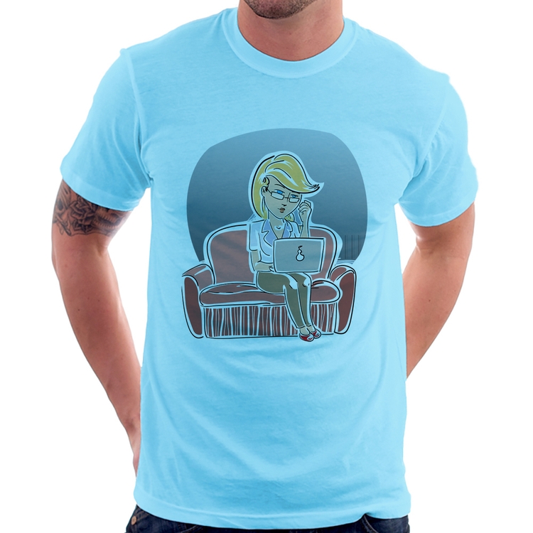 Camiseta Home Office - Azul Bebê