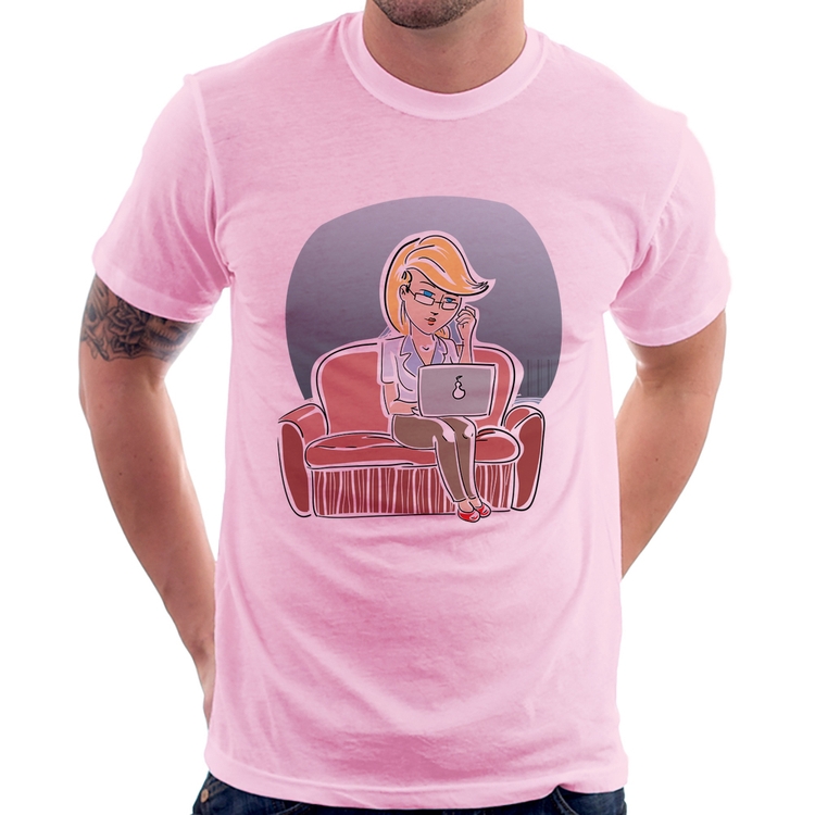 Camiseta Home Office - Rosa Bebê