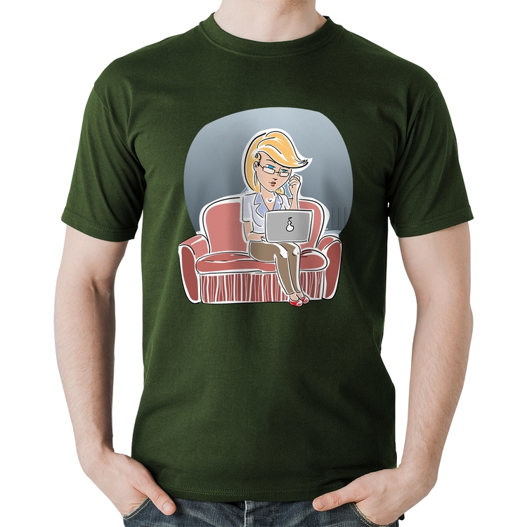 Camiseta Algodão Home Office - Musgo