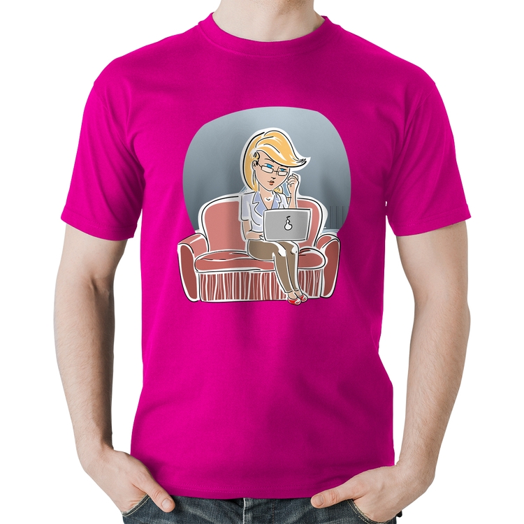 Camiseta Algodão Home Office - Rosa