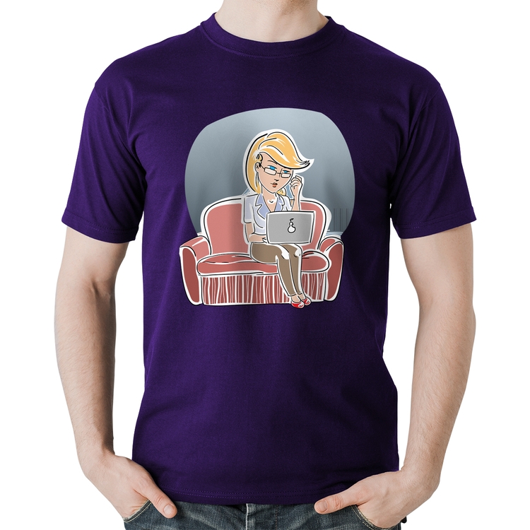 Camiseta Algodão Home Office - Roxa
