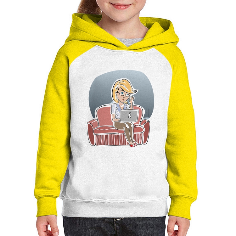 Moletom Infantil Home Office - Branco/Amarelo