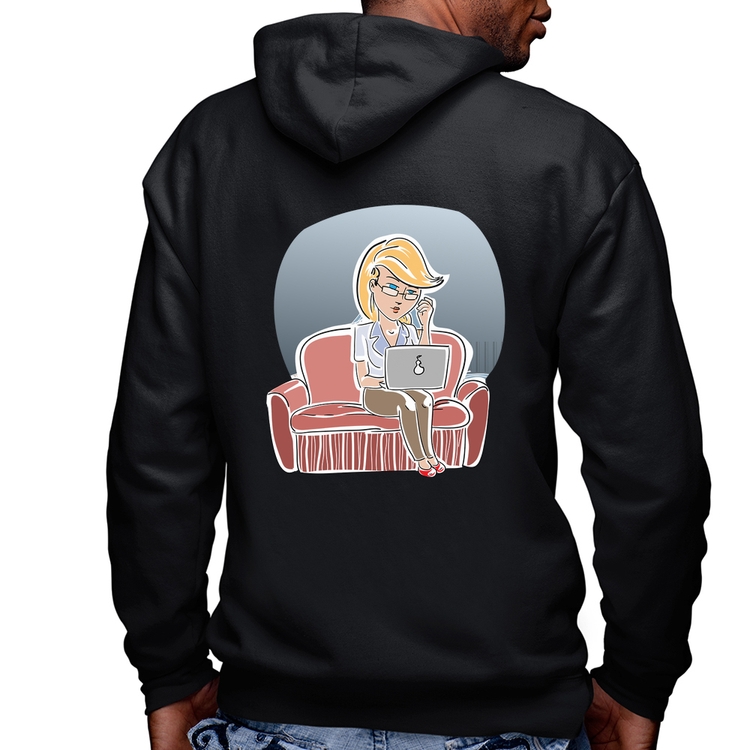 Blusa Moletom Home Office Masculina com Capuz e Zíper