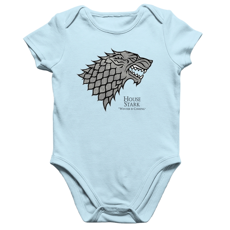 Body Bebê Algodão House Stark: Winter is Coming - Azul Bebê
