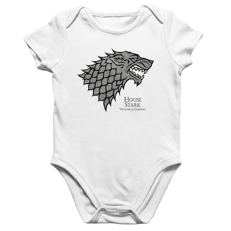 Body Bebê Algodão House Stark: Winter is Coming - Branco