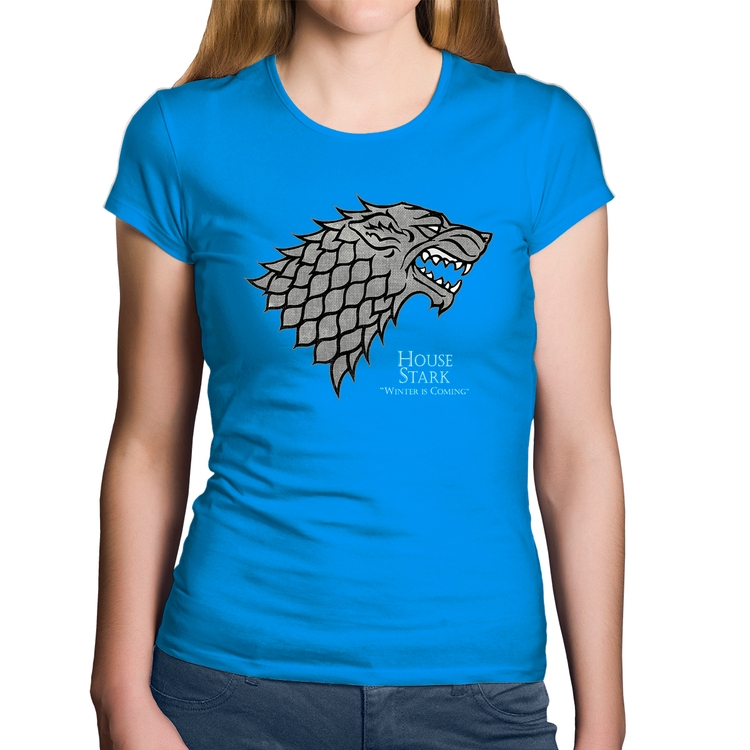 Baby Look Algodão House Stark: Winter is Coming - Azul