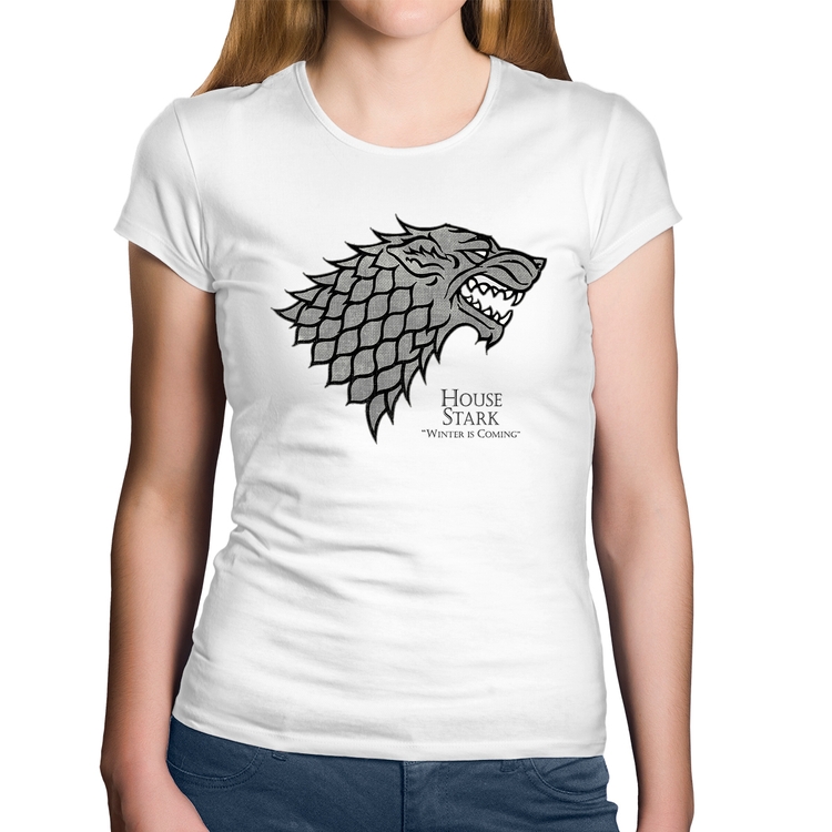 Baby Look Algodão House Stark: Winter is Coming - Branca
