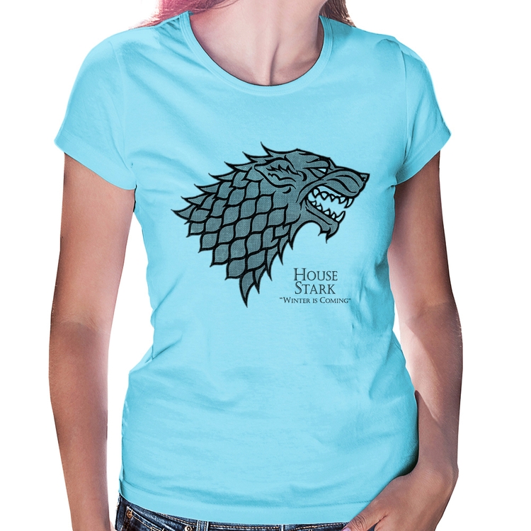 Baby Look House Stark: Winter is Coming - Azul Bebê