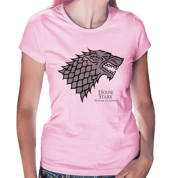 Baby Look House Stark: Winter is Coming - Rosa Bebê