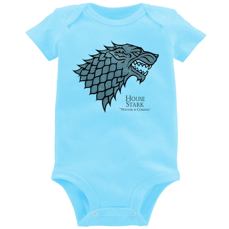 Body Bebê House Stark: Winter is Coming - Azul Bebê