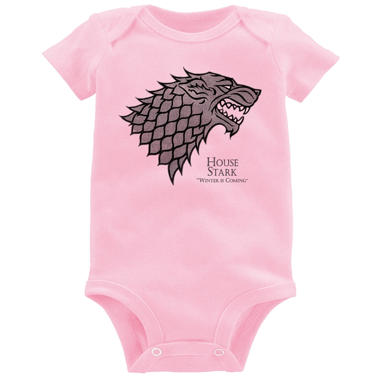 Body Bebê House Stark: Winter is Coming - Rosa Bebê
