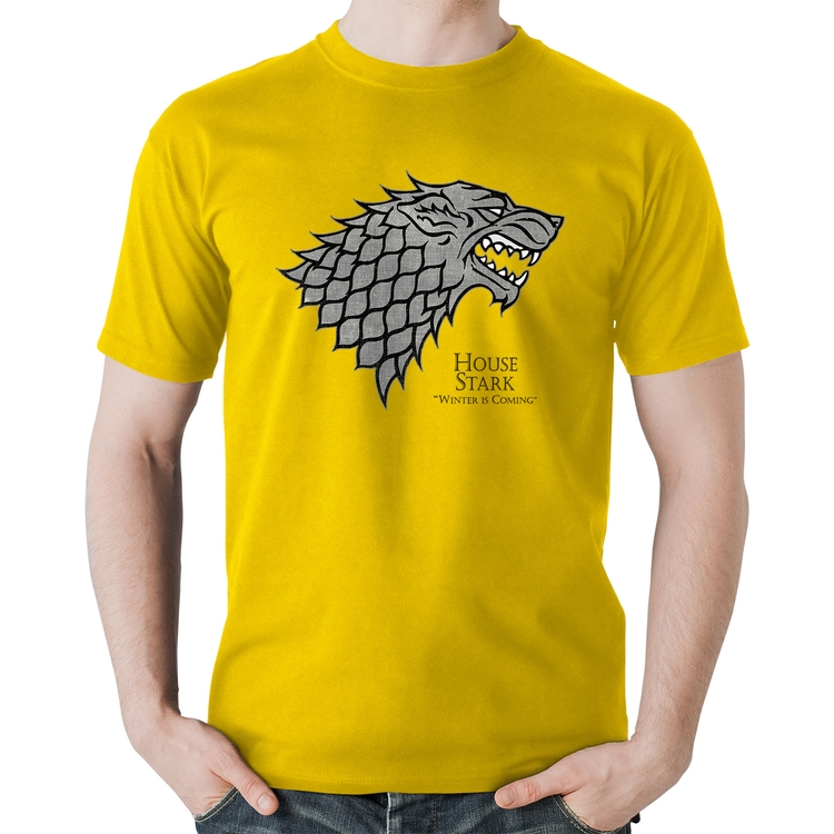 Camiseta Algodão House Stark: Winter is Coming - Amarela