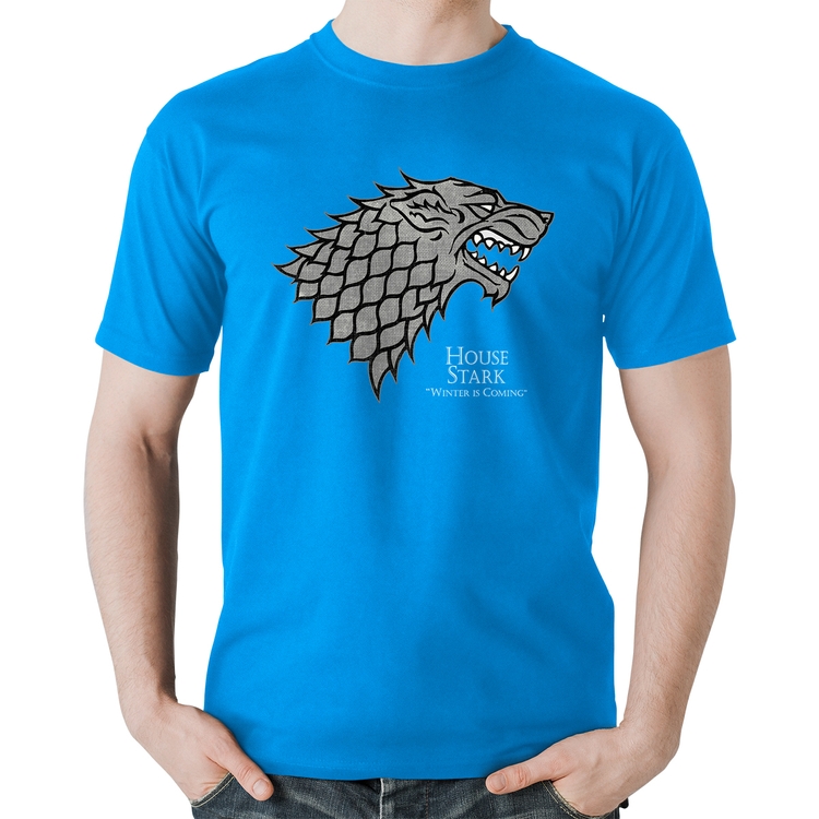 Camiseta Algodão House Stark: Winter is Coming - Azul