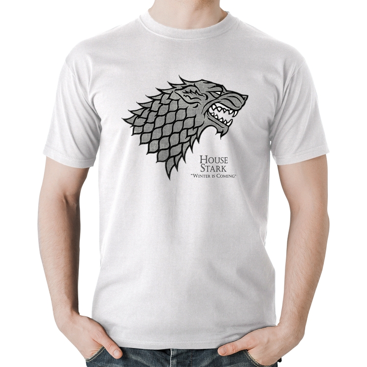 Camiseta Algodão House Stark: Winter is Coming - Branca