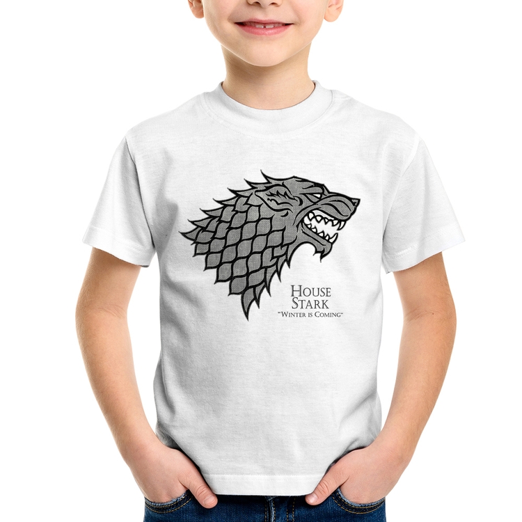 Camiseta Infantil House Stark: Winter is Coming