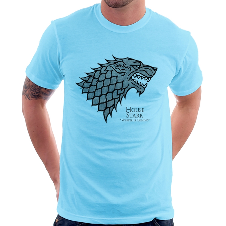 Camiseta House Stark: Winter is Coming - Azul Bebê