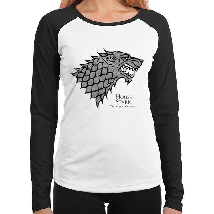 Baby Look Raglan House Stark: Winter is Coming Manga Longa