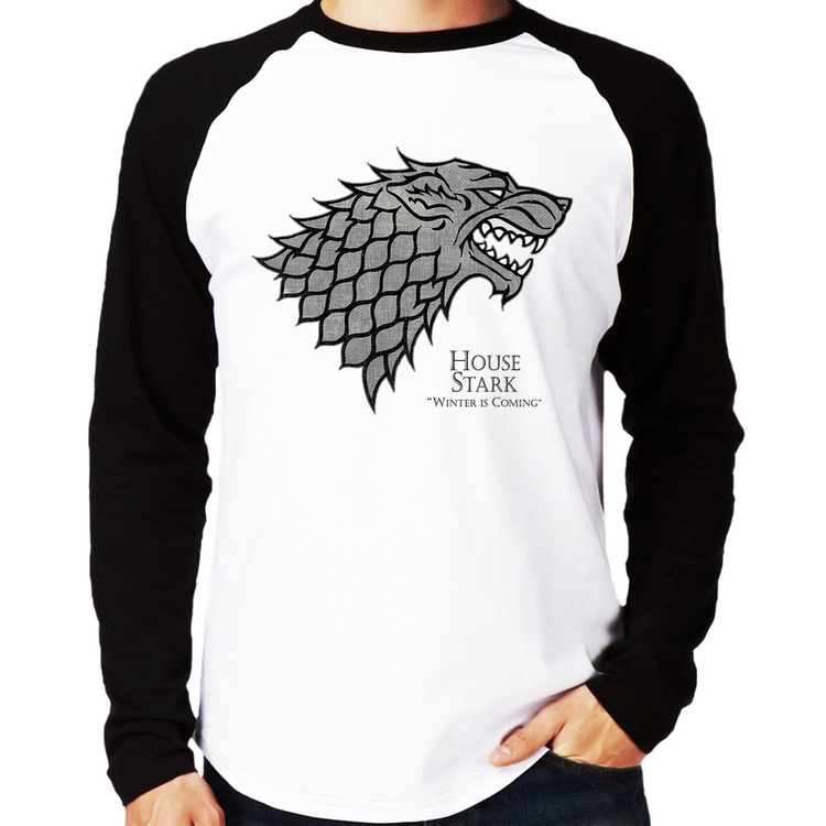 Camiseta Raglan House Stark: Winter is Coming Manga Longa