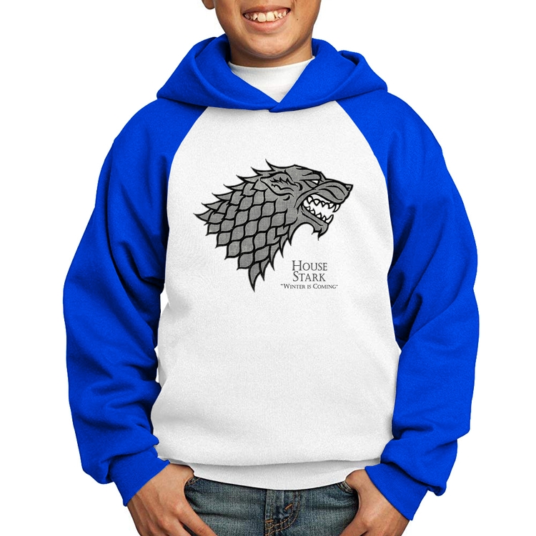 Moletom Infantil House Stark: Winter is Coming - Branco/Azul