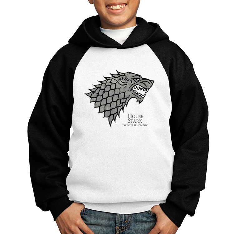 Moletom Infantil House Stark: Winter is Coming - Branco/Preto