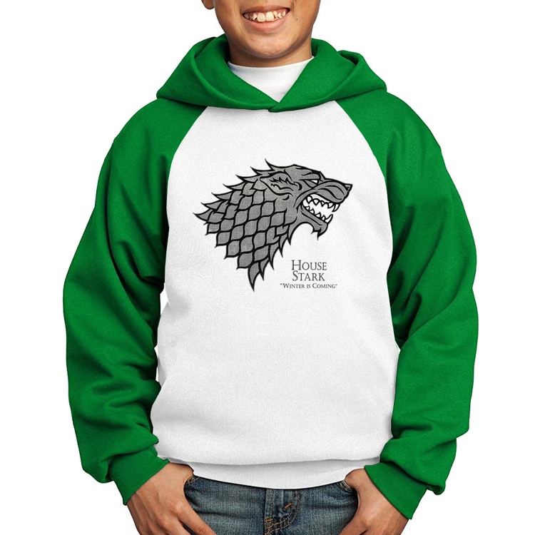 Moletom Infantil House Stark: Winter is Coming - Branco/Verde