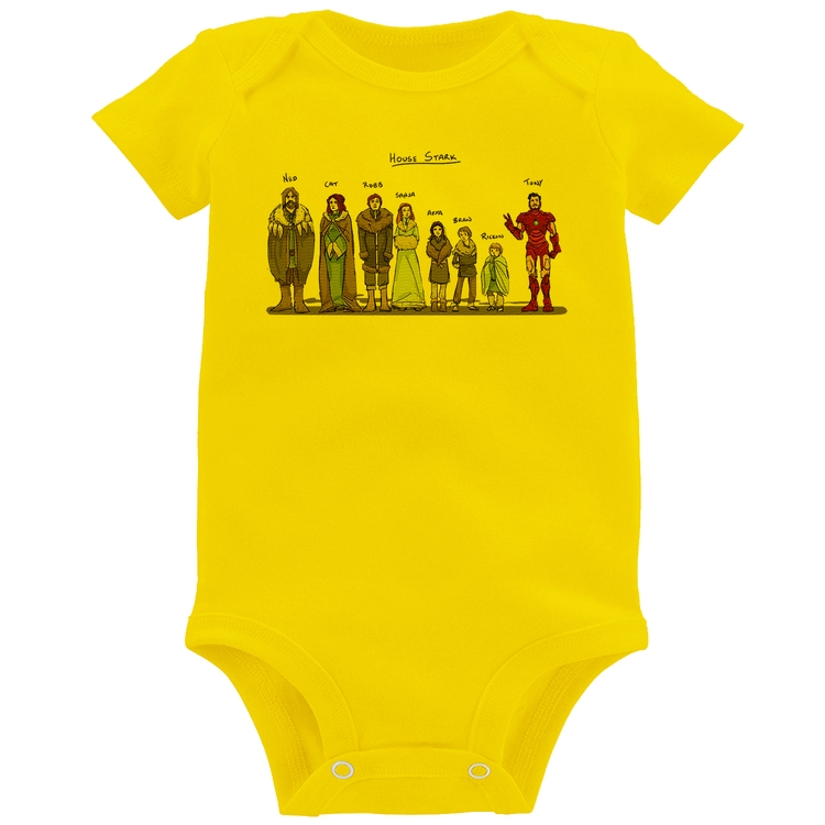 Body Bebê House Stark Tony Stark - Amarelo