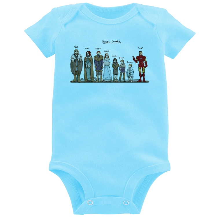 Body Bebê House Stark Tony Stark - Azul Bebê