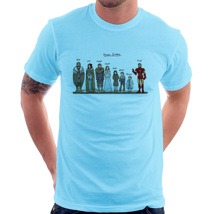 Camiseta House Stark Tony Stark - Azul Bebê